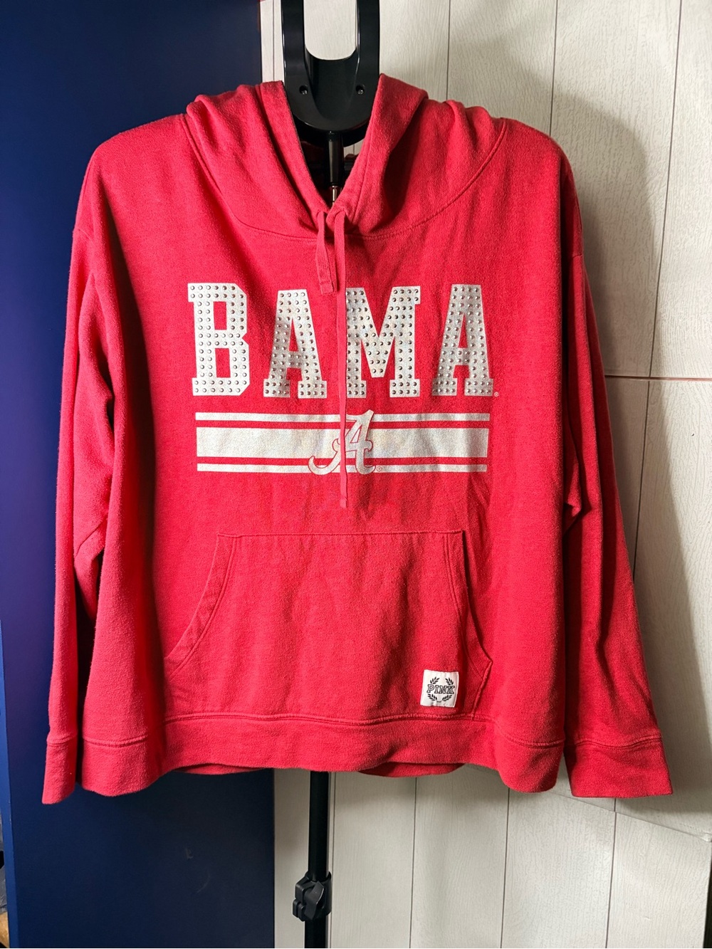 PINK Victoria's Secret Red Crewneck Hoodie with Studded 'BAMA'